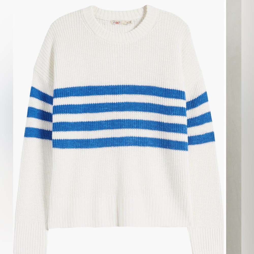 Faherty Miramar Stripe Linen & Organic Cotton Sweater Medium - Picture 2 of 10
